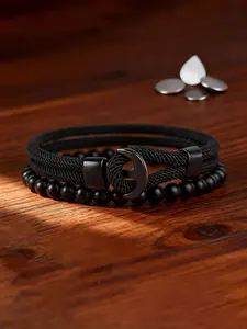 Men's Anchor Bracelet Set, Braided Nylon Rope Beaded Jewelry, Marine Surfing Accessories, 2 Piece Pack, Stylish & Durable Design, Stackable Bracelets