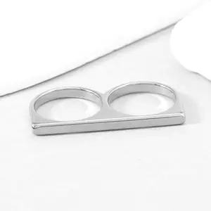 New Product Hollow Finger Double Ring Titanium Steel Ring Personalized Punk Wind Ring Stainless Steel Jewelry Manufacturer Wholesale