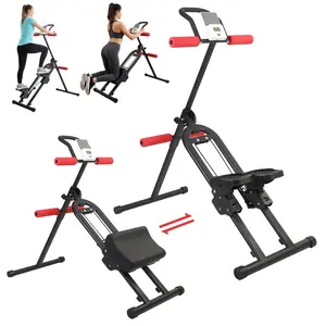 Foldable Ab Trainer Machine with LCD Monitor, Adjustable Core Workout Equipment, 220 lb Home Gym Stepper for Abs Legs and Glutes