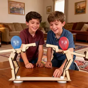 Wooden Interactive Doll Handmade Man Balloon Fighting Two-Player Battle Fencing Toy 5mm Thick Board 30 Balloons 4 Weapons Modern Simplicity Christmas Gift