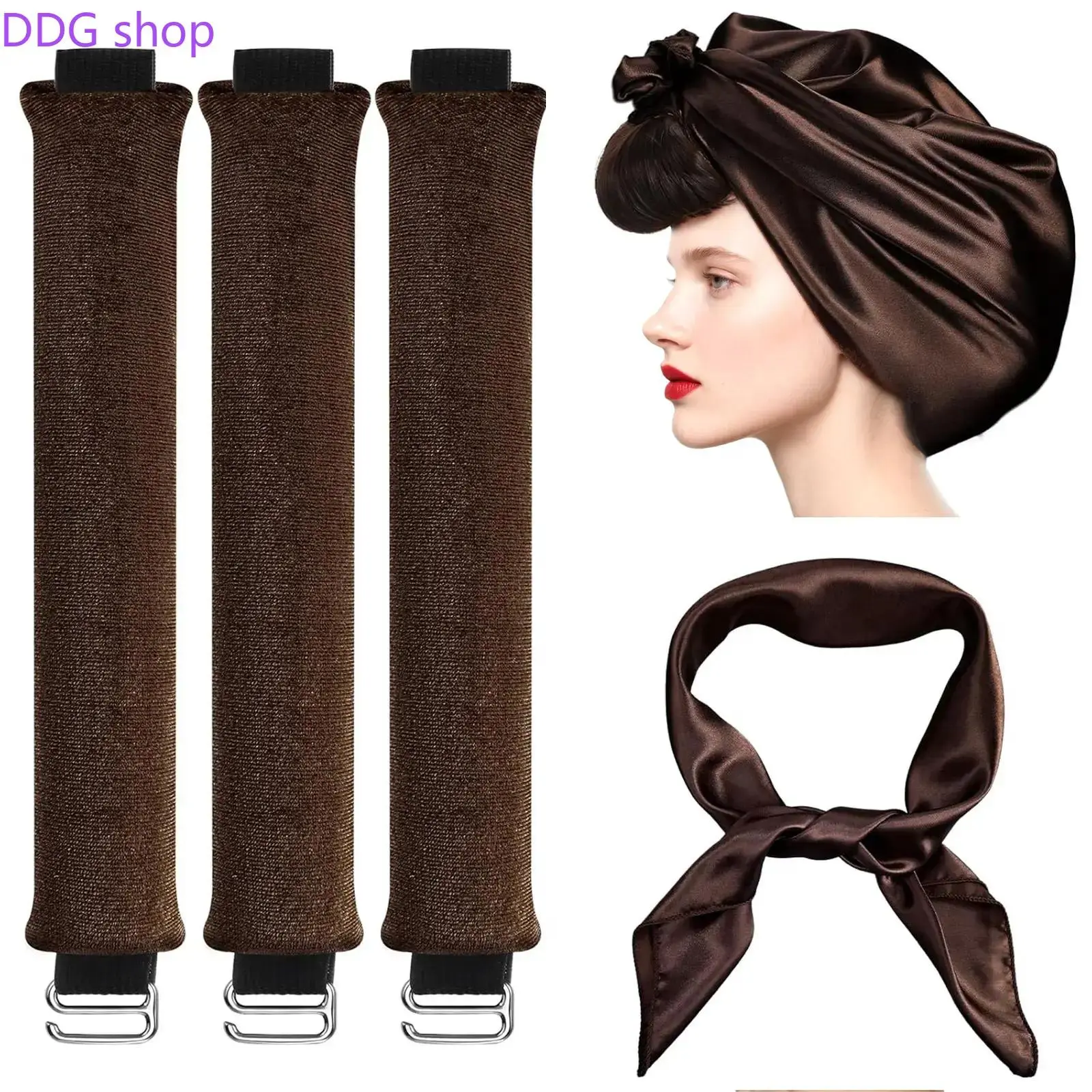2026 4-in-1 Velvet Heatless Hair Curler Set, No-Heat Curling Rod with Silk Scarf, Overnight Curling Kit for Long Medium Hair, Perfect for Big Curls & Damage-Free Styling
