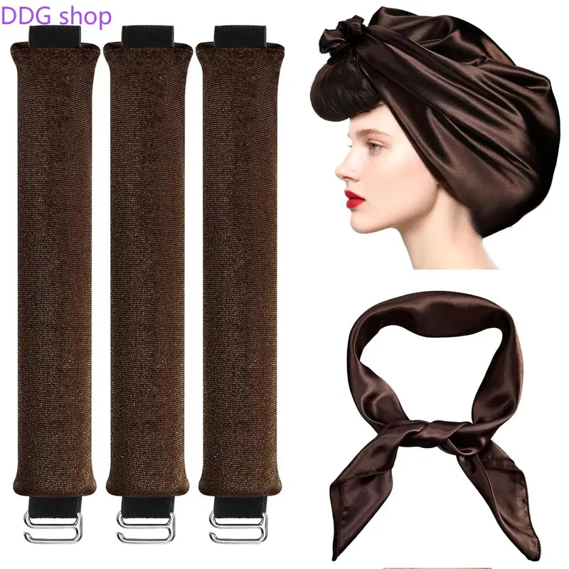 2026 4-in-1 Velvet Heatless Hair Curler Set - Sports Headband, No-Heat Curling Rod, Silk Scarf, Heatless Styling Tools for Curly Long Medium to Medium-Length Hair Damage-Free Kit