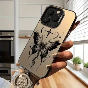 A Laser-Etched Matte Phone Case Featuring a Cool Black Butterfly Design, Compatible with for iphone 16, 15, 14, 13, 12, 11, XS, XR, X, 7, 8, 12/13 Mini, Plus, Pro Max, And SE, Perfect for Birthday, Valentine'S Day, Or As a Gift for a Boy Or