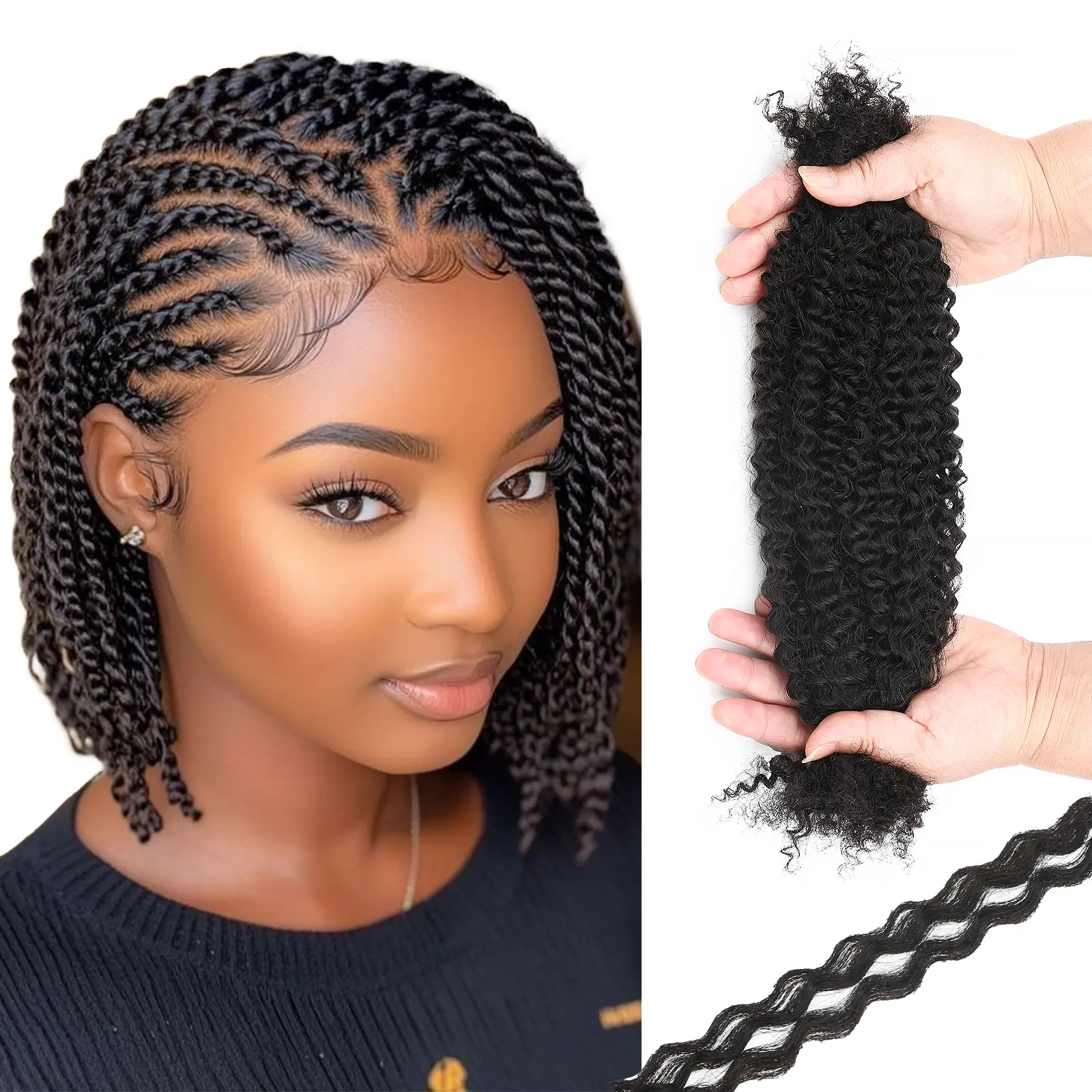 1B 14inch Afro Kinkys Bulk Human Hair for Dreadlocks Extensions Repair, 1 Pack 30g for Micro Locs Extensions