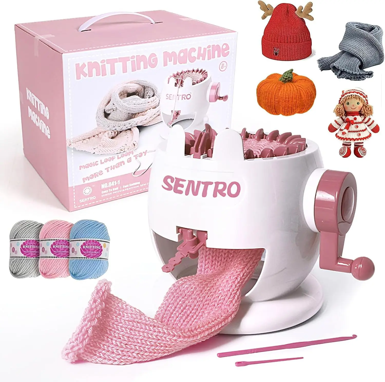 MericTop SENTRO Knitting Machine, 22 Needle Knitting Machines Smart Circular Crochet Machine for Kids/Adults Beginners, Double Weaving Loom Machine for Hat,Socks,Scarves,Gloves (for 3-5mm Wool Yarn) Gift