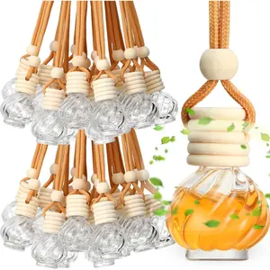 Pcs Car Air Fresheners Diffuser for Essential Oil Empty Hanging Bottle Glass Bottles Refillable Perfume Pendant Aromatherapy Fragrance Ornament Decor(Classic Style)