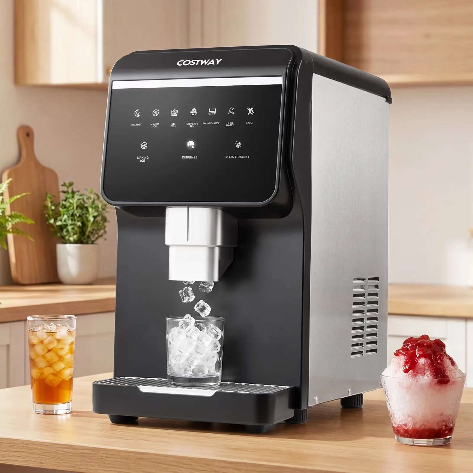Costway Countertop Ice Machine with Self Dispensing, 80 LBS Per Day, 7.5 LBS Ice Storage