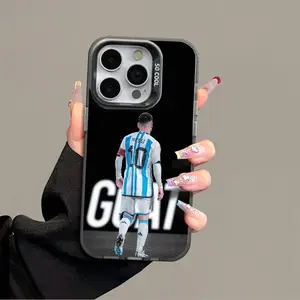 IPhone 17 16 Promax Messi Phone Case Anti Drop Protective Case Suitable for iPhone 15 14 13 12 11 XS Plus Acrylic Pink Phone Case Protection with Anti-Collision Strips and Scratch-Resistant Acrylic Back