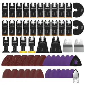 AMZWEI 190 Metal Wood Oscillating Tool Blade, Titanium Oscillating Saw Blades with Sandpaper, Quick Release Multi Tool Blades Kits Compatible with Dewalt Ryobi Milwaukee Rockwell Fein Makita