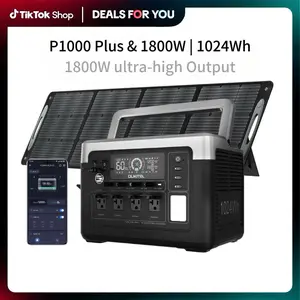 OUKITEL 1800W High Output Power 1024Wh Capacity Portable Power Station with LiFePO4 Battery USB-C Output & Folding Solar Panel Solar Generator