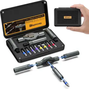 Bomivoi Magnetic Screwdriver Set, Portable Mini Flexible Combination Ratchet Screwdriver Set with T Handle, S2 Steel Bits, Repair Tool Kit for Furniture Assembly, Bicycles, Computer, DIY
