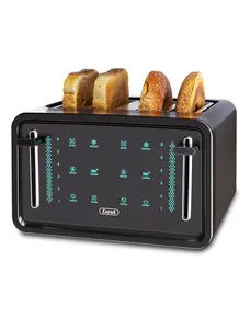 【Springtok】Gevi Black 4-Slice Toaster with LED Touchscreen – Dual Control Panels, Reheat & Defrost Functions