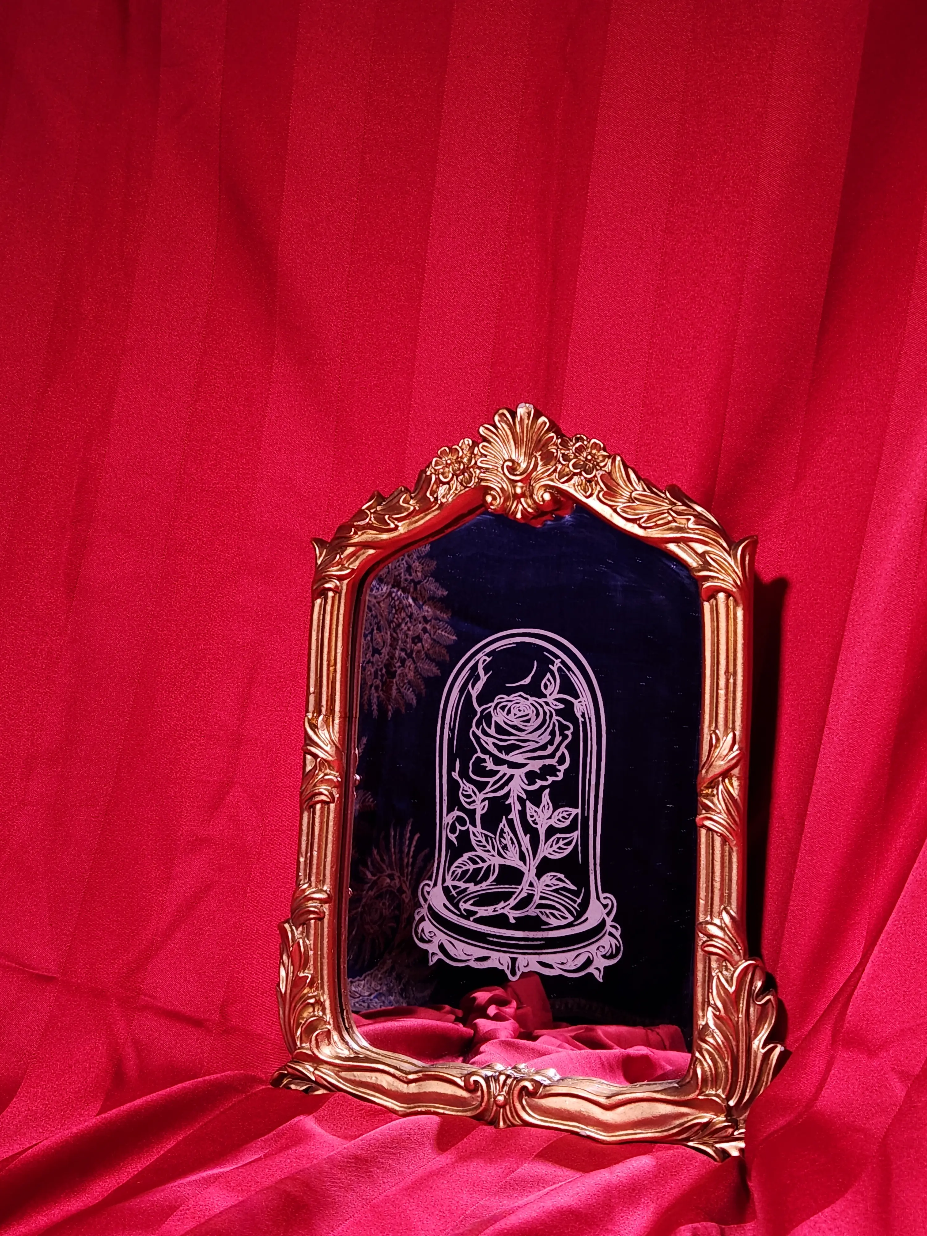 Custom lazer engraved vintage mirror