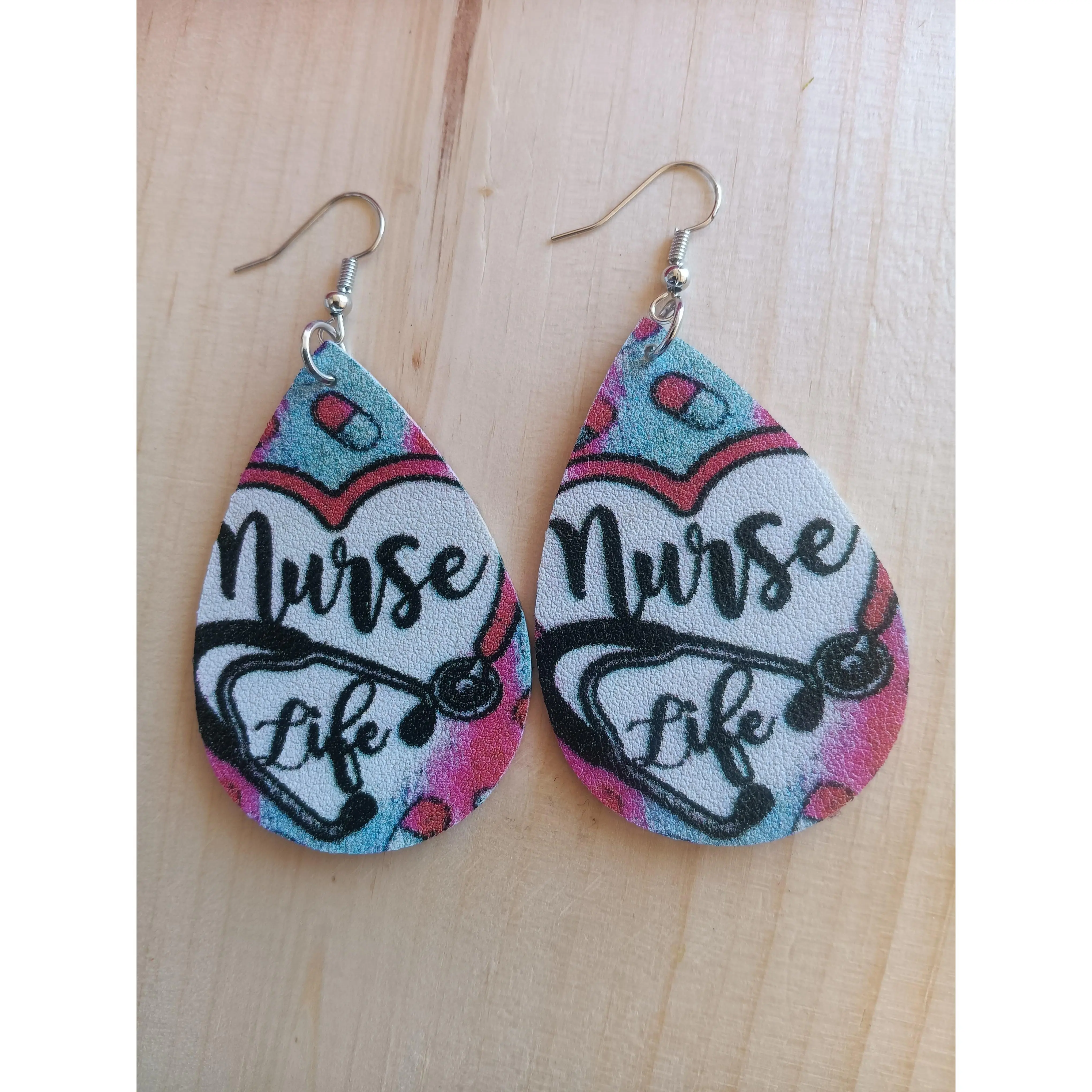 Colorful Nurse Life stethoscope heart Earrings