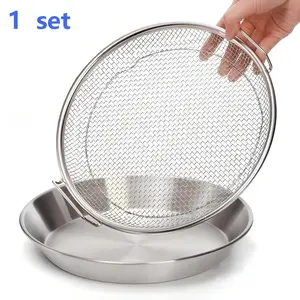 1 Set Stainless Steel Oil Filter Cooling Rack With Tray Set Multi-purpose Kitchen Drain Rack For Frying Barbecue Vegetable Washing Food Display Household Kitchen Gadget (Only Oil Drain Rack And Tray)