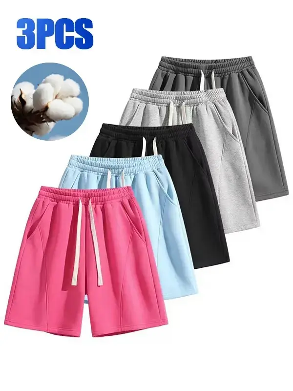 summervibes Men's Casual Cotton Shorts Ideal for workouts, jogging, and everyday lounging at home.Soft against the skin with moisture-wicking properties.Features a high-stretch drawstring waistband for adjustable fit.Relaxed straight-leg silhouette