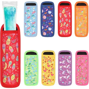 8 Pack  Popsicle Sleeves, 8 Assorted Patterns - Freezer Safe Ice Pop Holders, Anti-Freeze Popsicle Bags, No Mess Ice Lolly Covers, Washable & Durable for Homemade Popsicles