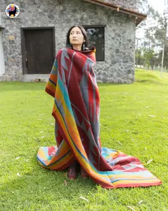 Citlaltépetl Alpaca Blanket Bohemian Design Soft Cozy 80% Alpaca 20% Acrylic Handmade Queen Size 74x94 Inches Warm Stylish for Cuddling with Stripe Pattern