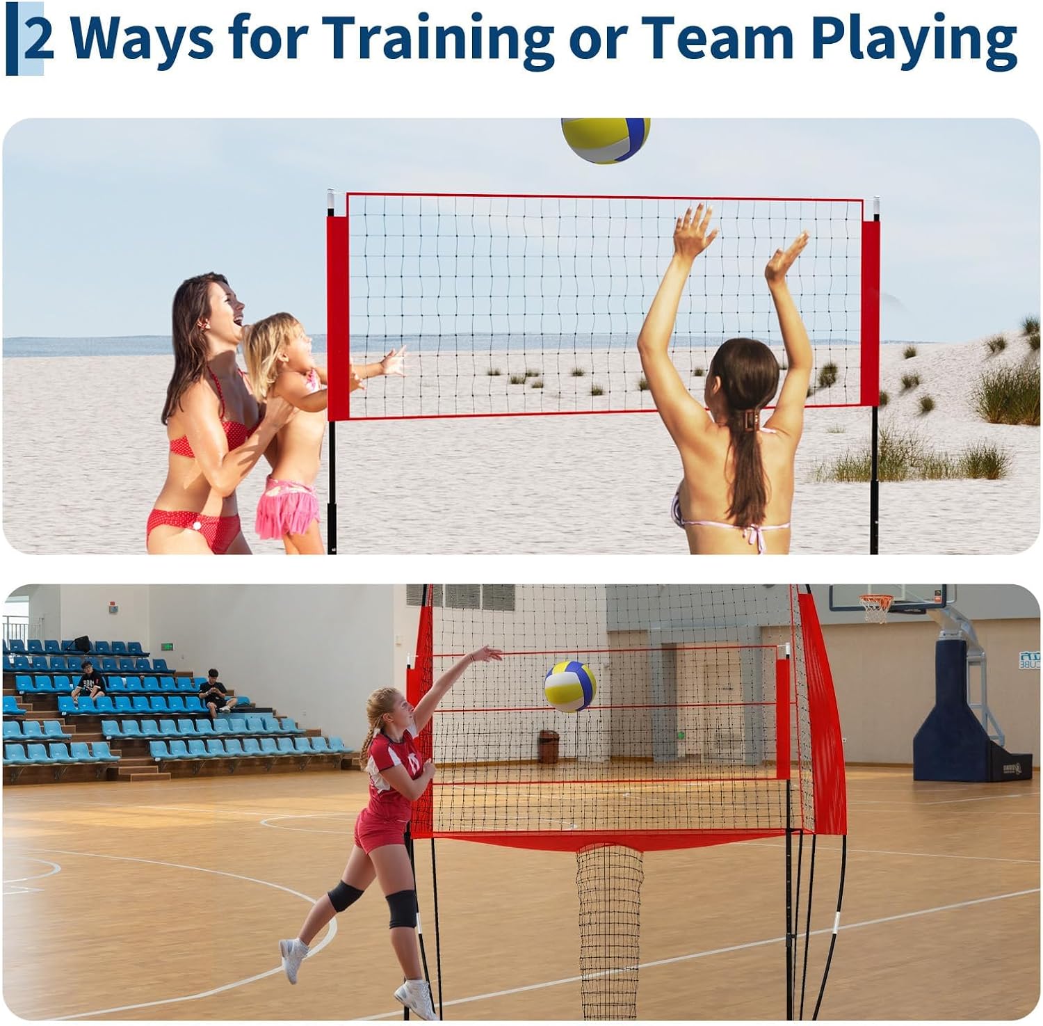 Portable Volleyball Net 8x11 FT, Height Adjustable Volleyball Equipment with Carry Bag, Easy Setup Training Net for Indoor, Outdoor, Beach, Backyard Portable Volleyball Net 8x11 FT, Height Adjustable Volleyball Equipment with Carry Bag, Easy Setup Training Net for Indoor, Outdoor, Beach, Backyard