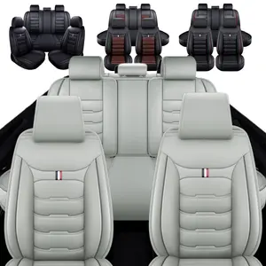 Car Seat Covers Deluxe Leather Full Set 40/60 Split Front and Rear Bench Seat Protectors For Ford Pickup F150 F250 F350 F450 Crew Cab