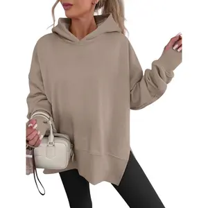 Womens Oversized hoodies Long Sleeve Fleece Side Slit Hooded Sweatshirts Pullover 2025 Fall Outfits Y2K Clothes