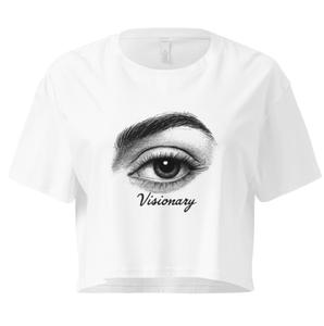 Visionary Crop Top - 100% Combed Cotton Relaxed Fit Dropped Shoulder Cropped Length Women's T-Shirt with Eye Graphic Design