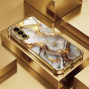 Luxury Golden Marble Phone Case for Samsung Galaxy Series, Shatterproof Shockproof Tempered Glass Back Cover, Durable Protection for Multiple Models