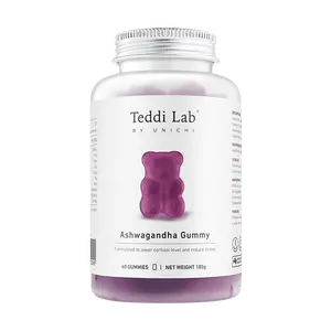 Unichi Gummy Bears for Stress Relief - Low Sugar, Fat-Free Ashwagandha Supplement for Cortisol Balance & Mood Support - 60 Count, 3 Bottles