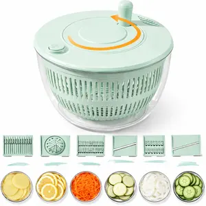 DailyNest Life Salad Spinner Large, 3 IN 1 Vegetable and Fruit Washing Bowl with Strainer, Lettuce Spinner with 5 Blades Slicer, Egg Yolk Strainer, Salad Bowl for Efficient Salad Preparation, 5.3 Qt Kitchen Gadgets Set#SummerWins#DFYD