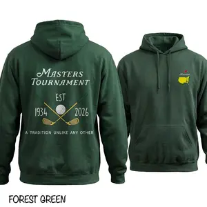 Men's Unisex Cotton Round Neck Longsleeves Pullover Hoodie Sweatshirt - 2026 Masters Golf Fan Top, Casual Graphic Art Augusta Tournament Vintage Championship Father’s Day Gift