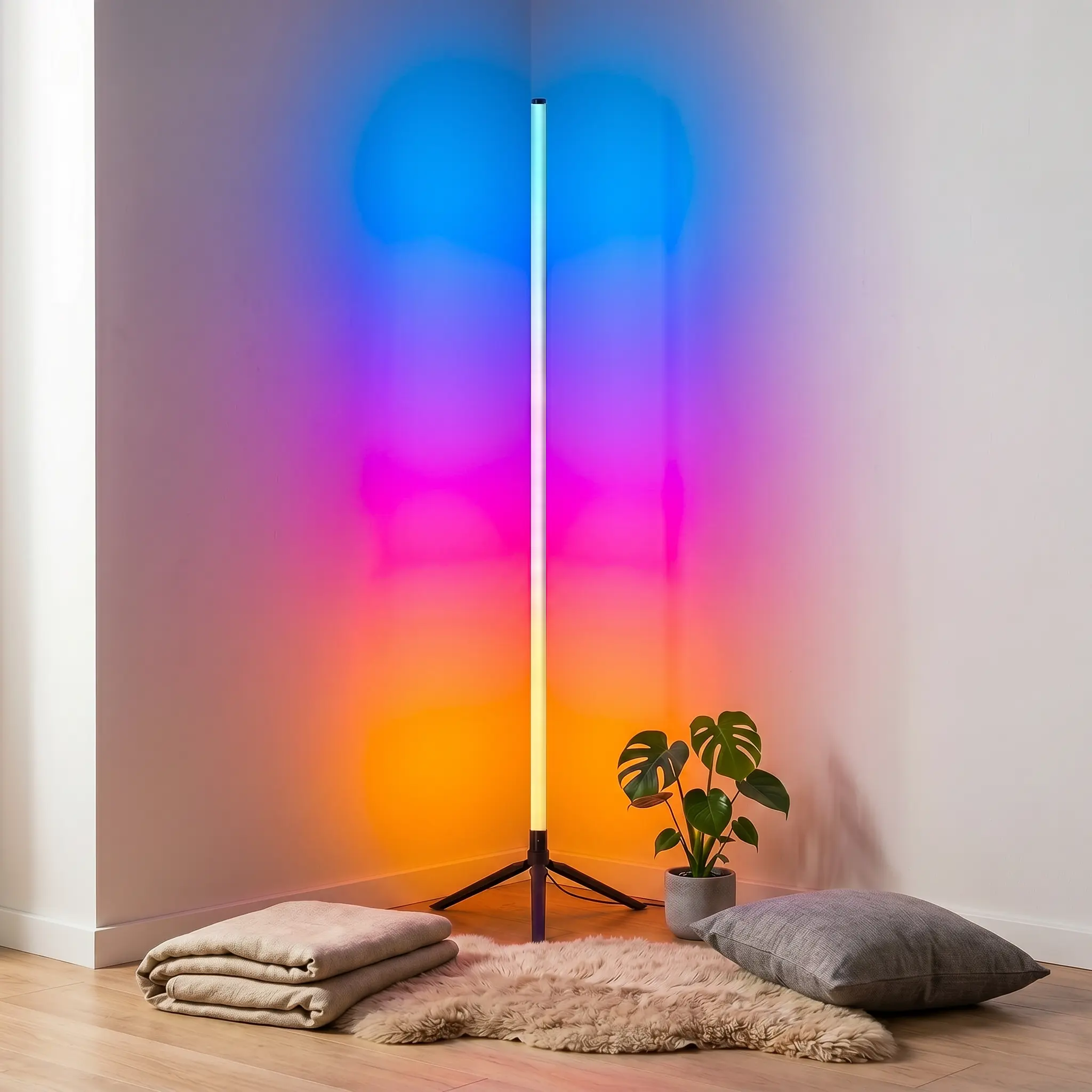 Viral Aesthetic 172 LEDs Bright Smart RGBICW Corner Floor Lamp, 16 Million DIY Colors, 68+ Scenes, Music Sync, App & Remote Control, Timer Setting, Color Changing Mood Light for Bedroom Decor, Cozy Ambience, Apartment Living Room Modern Home Decor