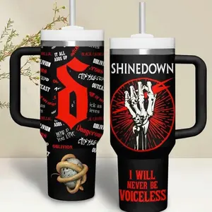 Shinedown Rock 40oz Tumbler – I Will Never Be Voiceless | Insulated Handle Mug