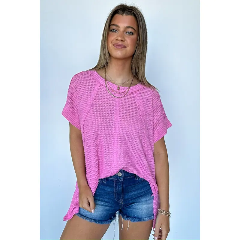 Adele Waffle Knit Exposed Seam Top