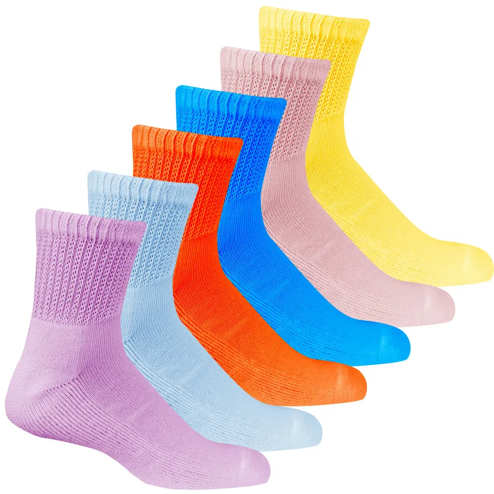 Lot 6 Pairs Women's Circulatory Diabetic Non-Binding Cotton Crew Ankle/Quarter Socks Size 9-11