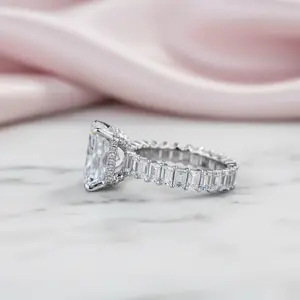 4 Prong Radiant Cut Simulated Diamond Option Engagement Ring