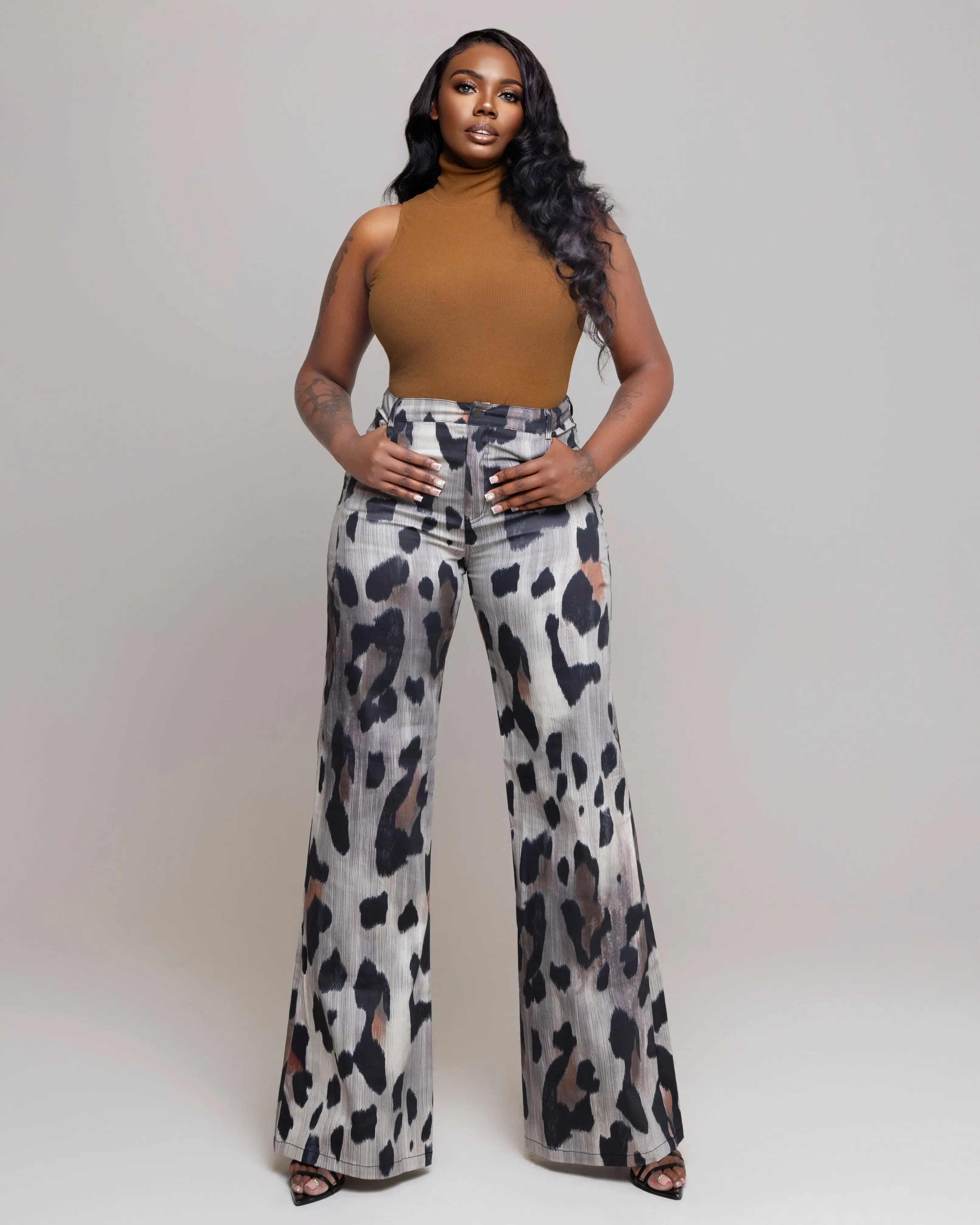 Tall Grey Leopard Printed Jeans