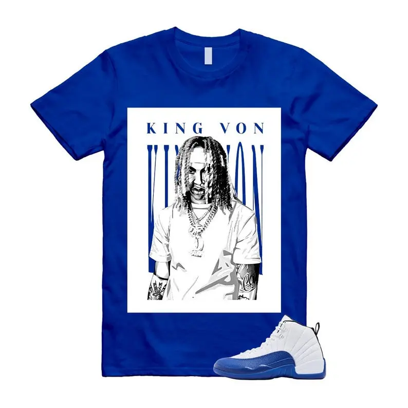 AJ12 Royal Blue White Matching T Shirt, KING VON Graphic Shirt, 90s Hip Hop Tee, Gift For Women and Man, Unisex T-Shirt, Sneaker Head Gift