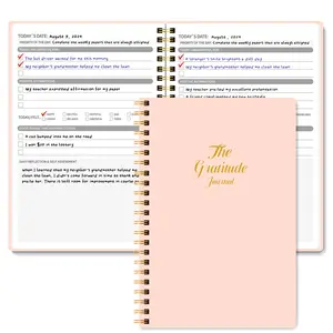 Minimalist Cream Style Gratitude Journal, Daily Record Self-Improvement Planner, Emotion Tracking, Mindfulness Reflection, A5 Coil Design, Wellness Journal