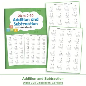 Math Practice Book Set Workbook, Unit Numbers and Two-Digit Addition Subtraction, Grade 1-3 Learning Activities, Teacher Resources, Early Childhood Education Materials