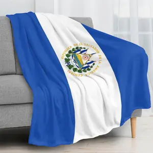 El Salvador Flag Blanket Soft Comfortable Warm Nap Blanket Gift Fleece Print Throw Blanket, Bed Blanket for Couch,Gift For Kids, Christmas Gift, Halloween Gift