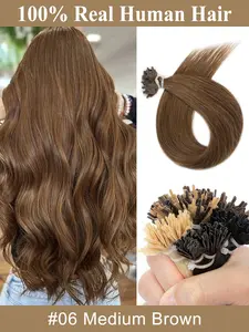 50 Strands R Tip Keratin Human Hair Extension, Hot Fusion Hair Extensions 30g/pack, 12-20 Inch, Adds Volume & Length, Blonde