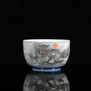 Dragon Single Cup Home Use Tea Cup Adorable Ceramic Teacup Handcrafted Jianzhan Traditional Porcelain Elegant Gift