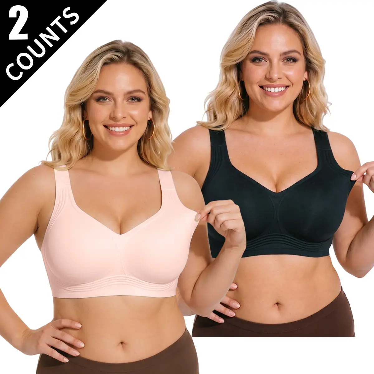 JOGWAVE 2PCS lightweight, breathable sheer mesh bra, plus size for summer, wire-free Full Coverage bra with underwire support, unpadded design, lightweight, interchangeable, multiway adjustable detachable shoulder straps, comfortable everyday women’s appa