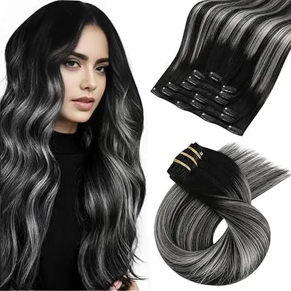 【Free BB-LASER-HAIR】MORESOO Clip-in Hair Extensions Remy Human Hair Natural Straight 10-28inch Invisible Seamless Color Blend Easy Wear Black Hair Clip on for Women Glueless Kinky Curly Hair#DealsForYouDays
