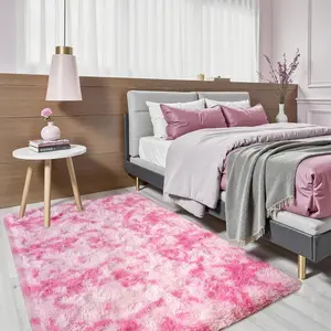 3x5 feet Super soft and fluffy tie dye carpet, designed for modern bedrooms, made of plush material, essential for warm home decoration non slip throw rug