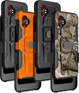 Case with Clip for Galaxy XCover 7 Pro, Nakedcellphone Rugged Ring Grip Cover with Stand [Built-In Mounting Plate] and [Belt Hip Holster] for Samsung XCover7 Pro Phone (2025, SM-G766)