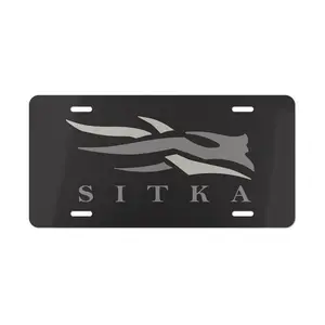 Premium Sitka Hunting-Themed Decorative License Plate Collection Featuring Camouflage and Bold Outdoor Designs