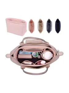 2026 Tote Bag Organizer Compatible with Longchamp Handbags and more, purse accessories, Handbag organizer Insert, Felt handbag organizer, Organizer Devides with Zipper, storage bag with a cup holder, Purse Insert for Women