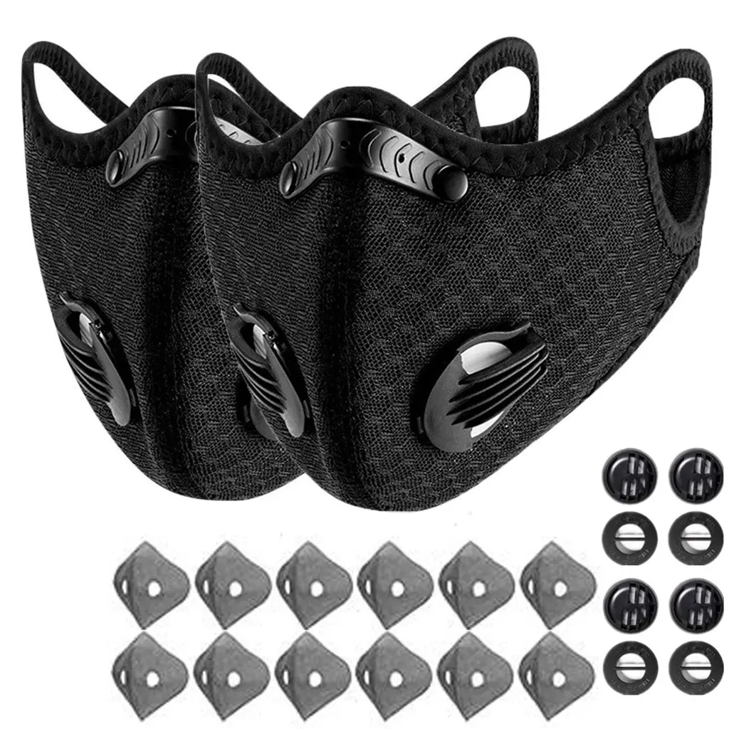 2 Pack Carbon Filter Dust Mask Breathable | Reusable Detachable Adjustable | For Running Workout Motorcycle Gardening,summervibes