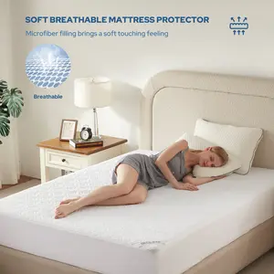 [BEDLORE] Mattress Toppers Compatible Cooling Fitted Sheet | Big Copper Texture Waterproof Deep Pockets | Anti-Slip Mattress Cover for All Ages suitable for school dormitory trip and Hotel Dirt resistance and wear resistance mattress case